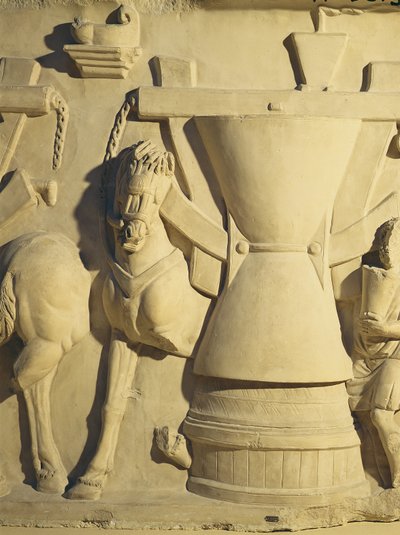 Relief, das eine Mahlzene darstellt von Roman